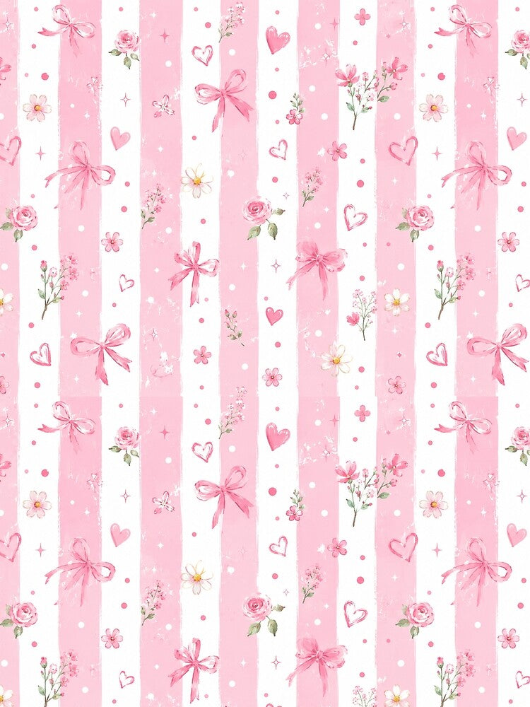 Coquette Pink Bow Pattern Phone Case For Girls | Aesthetic Floral Stripe Journal For Students or Teacher | Pastel Rose And Ribbon Blanket For Mom by VivaFy
