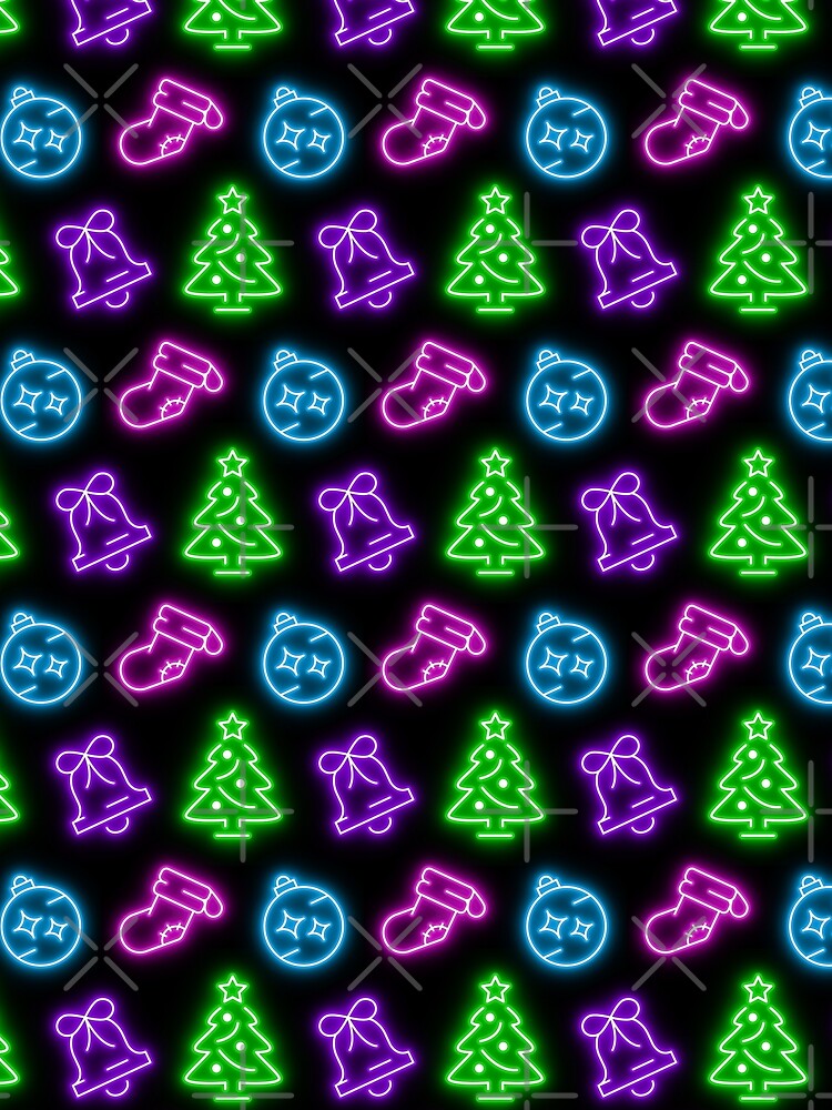 Multi Neon Christmas on Black by Pixels2Patterns