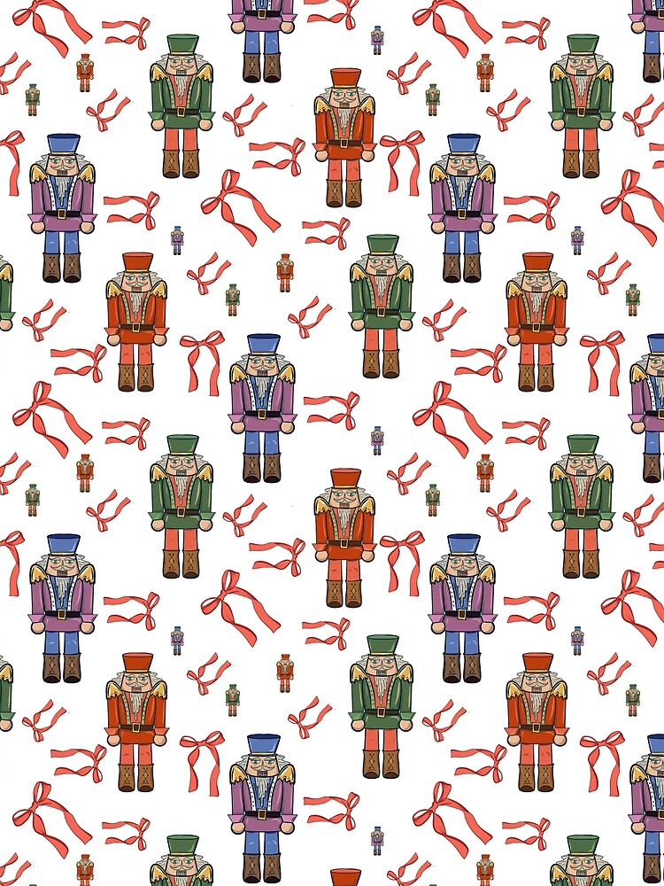 Nutcracker Seamless Pattern • Christmas Nutcracker Print • Holiday Bows Design • Festive Repeating Pattern by ElectricMarfa