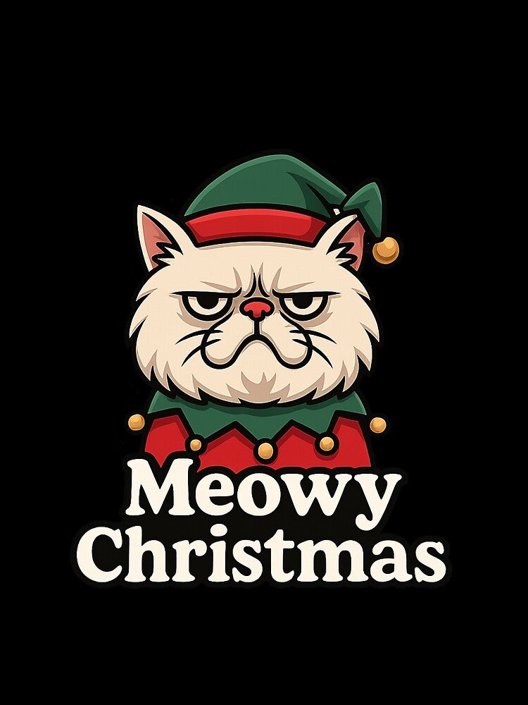 Meowy Christmas Grumpy Cat - Funny Cat Lover Christmas Gift by PunchDrop
