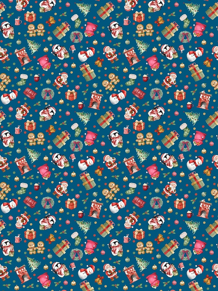 Watercolor Christmas on Steel Blue by KSimpson838