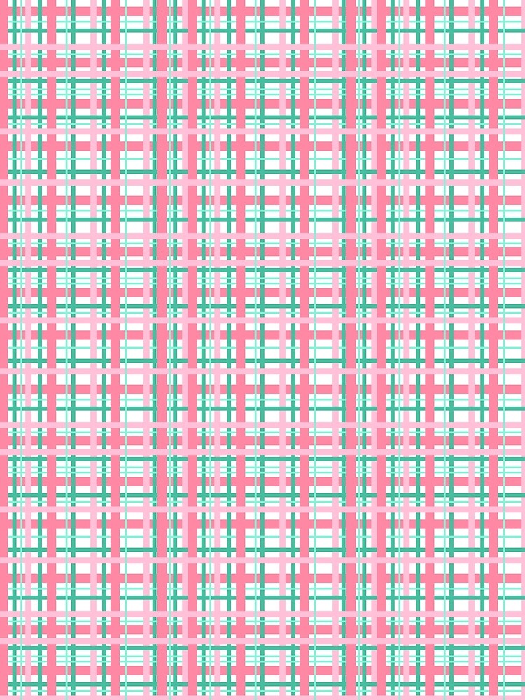 Strawberry Pink and Mint Green Plaid by JaygiesDesign