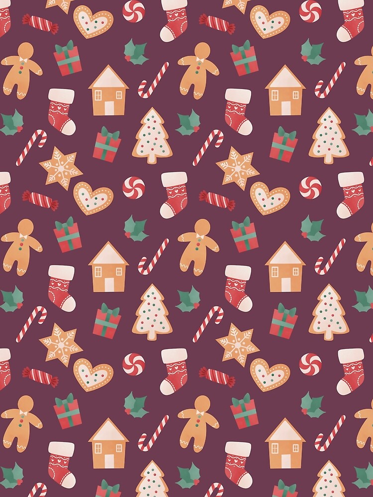 Gingerbread Cookies Christmas Pattern Red by HeySpiritAnimal