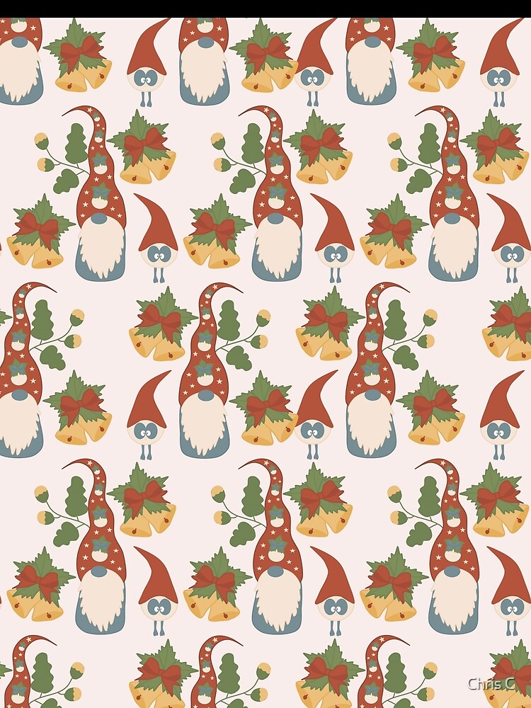 Gnome Christmas Little and Tall Cute Red Gnome Gnomies With Bells Pattern by MiscelChr