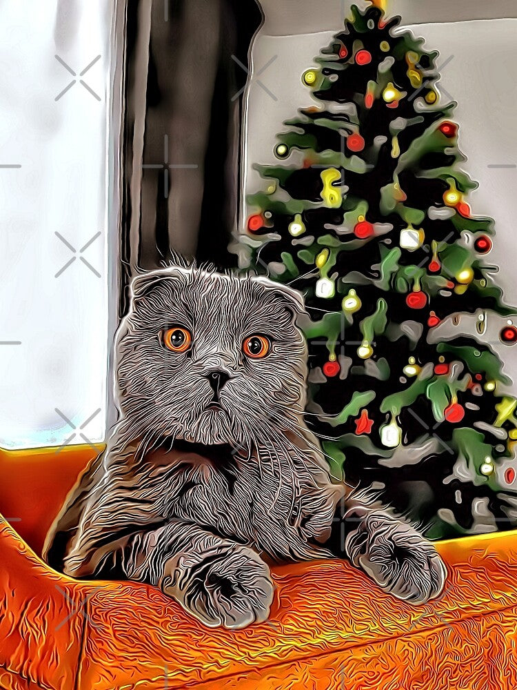 Christmas Tree Gray Cat by RitaMaye