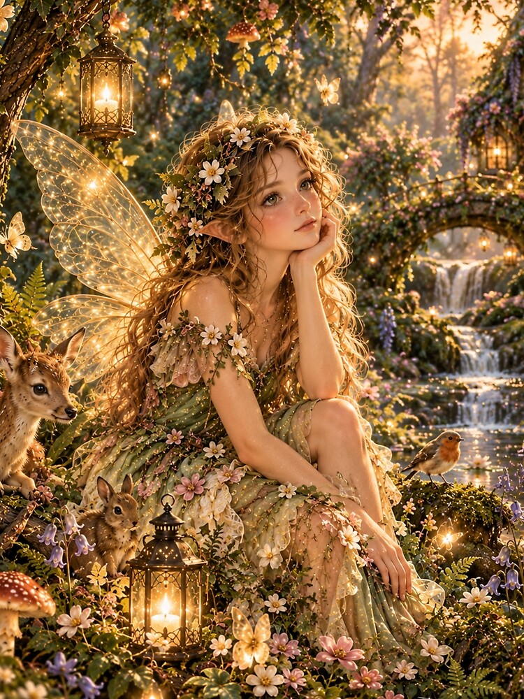 Golden Fairy Woodland Dream by FairyArtCottage