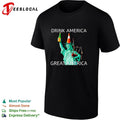 Drink America great America Statue of Liberty traffic cone funny graphic shirt Unisex