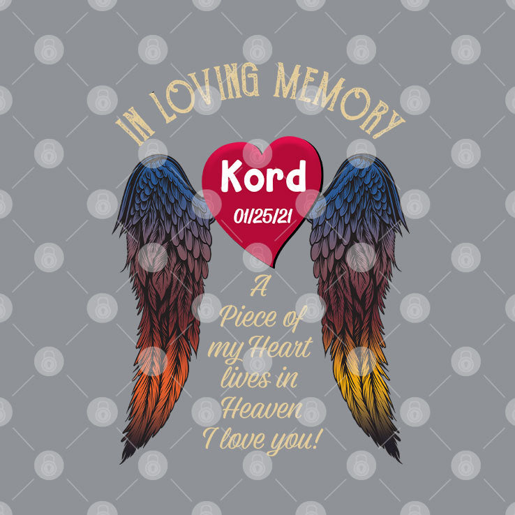 In Loving Memory A Piece Of My Heart Lives In Heaven Personalized Zip (Heather Grey)