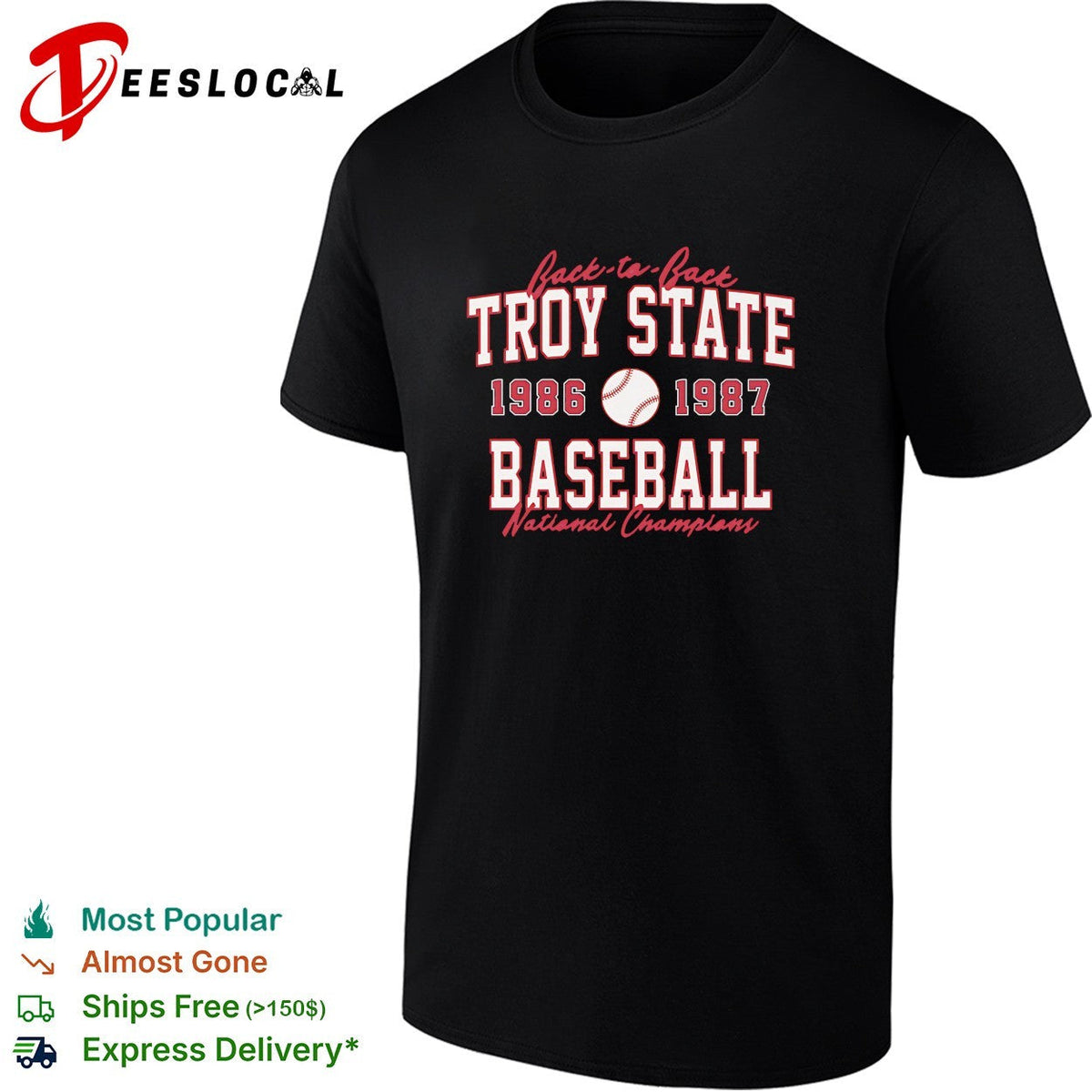 Troy State baseball back-to-back national champions 1986 1987 shirt Unisex