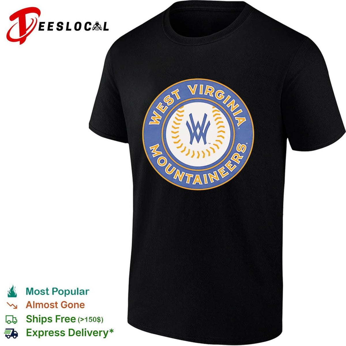 West Virginia Mountaineers WW circle monogram baseball logo shirt Unisex