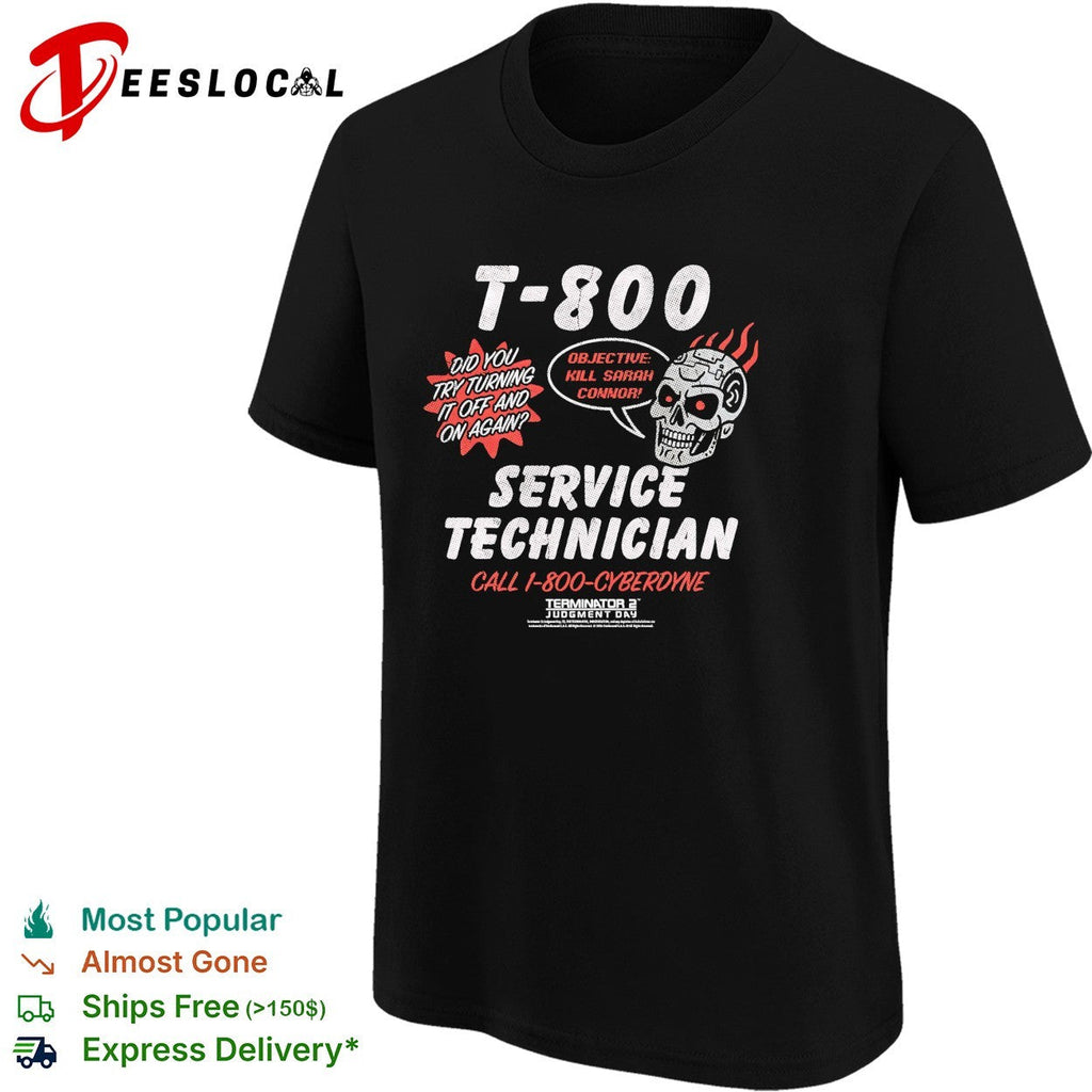 T-800 service technician Terminator 2 Judgment Day skull flames shirt Unisex