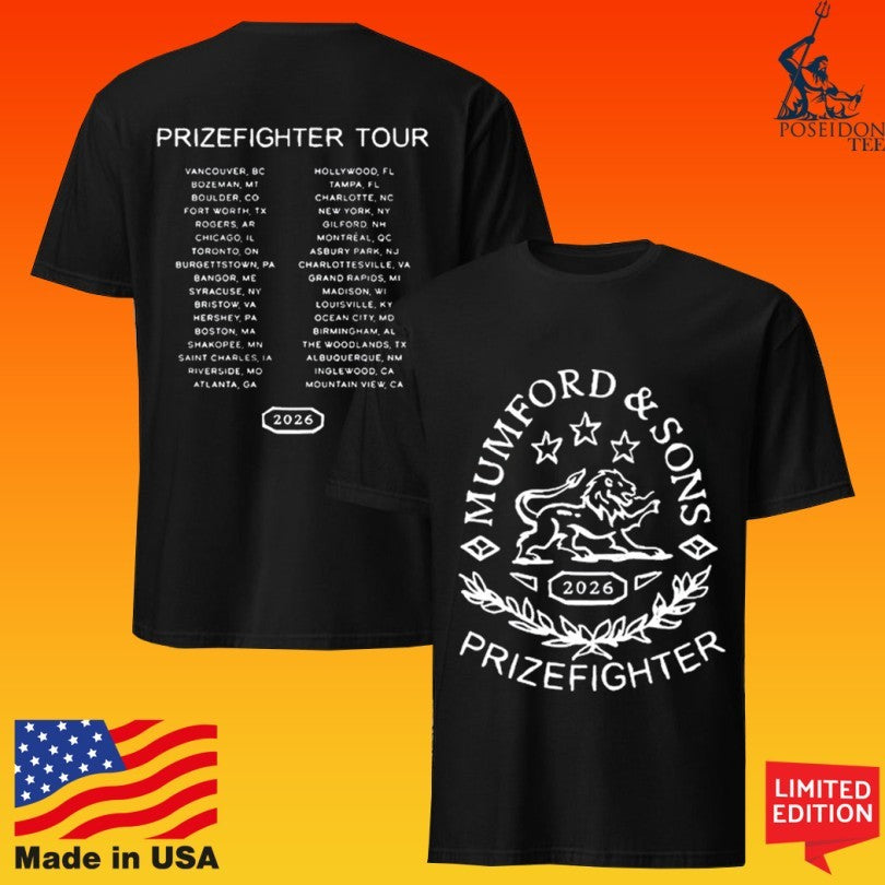 Mumford & Sons Black Prizefighter Stamp Print Tour Unisex