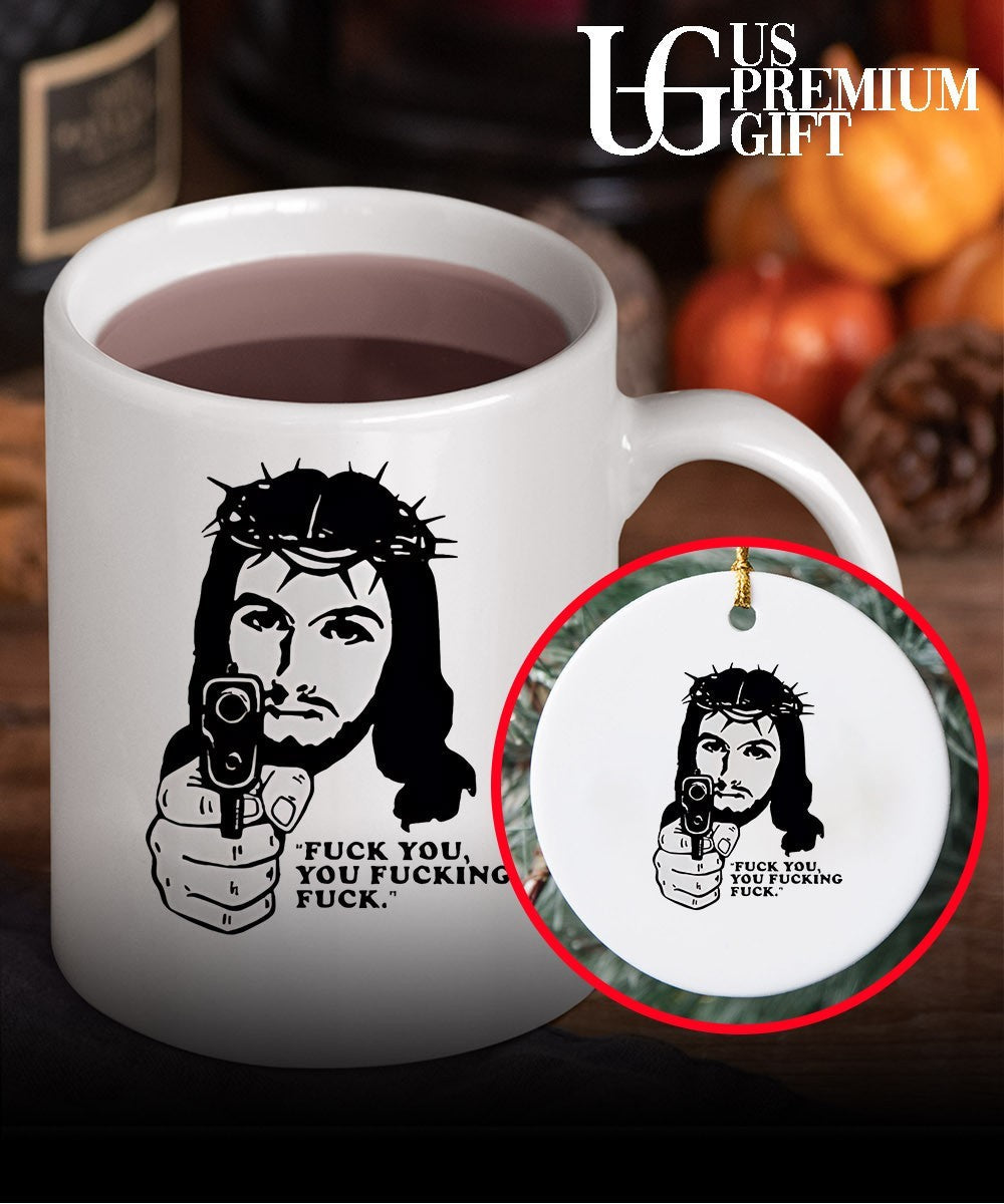 Jesus with gun fuck you you fucking fuck shirt Unisex