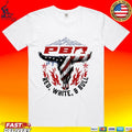 Professional Bull Riding PBR Red, White, And Bull Mountain Skull Unisex