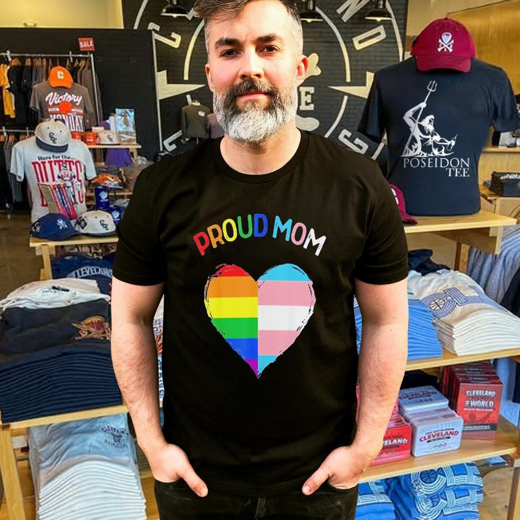 Proud Mom Pride Flag Transgender Awareness Heart Lgbtq Support Awareness Unisex