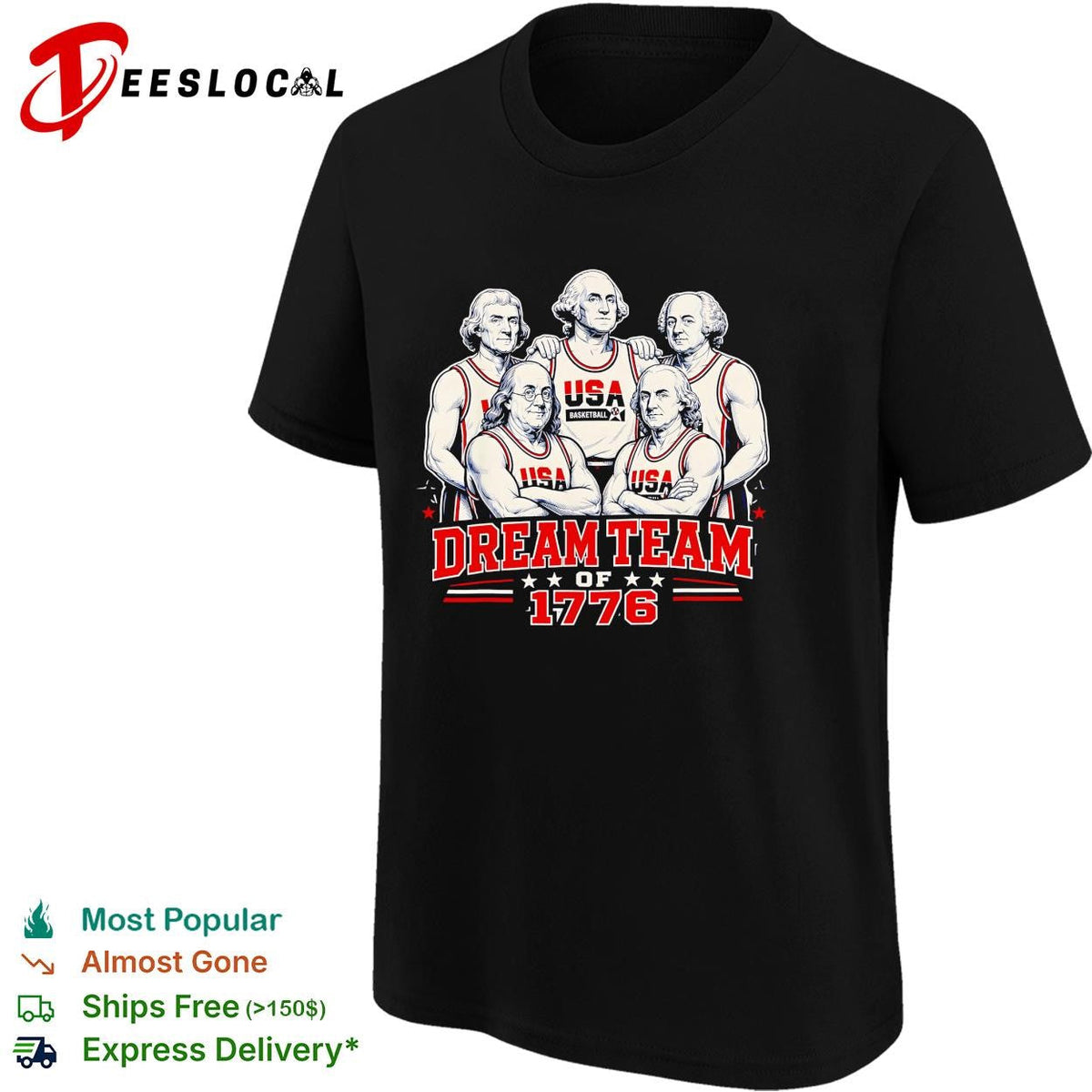Founding fathers USA basketball dream team of 1776 parody poster shirt Unisex