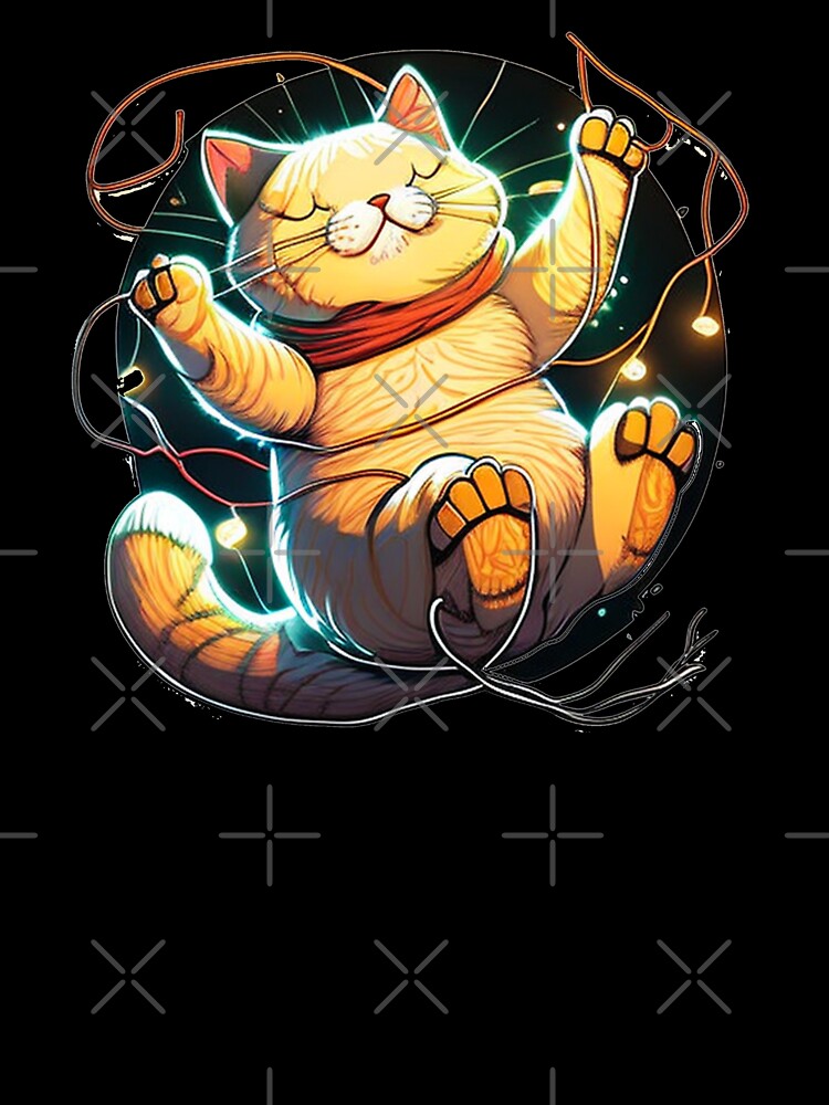 Santa Cat Tangled Up In Lights Christmas Santa by JJT0724