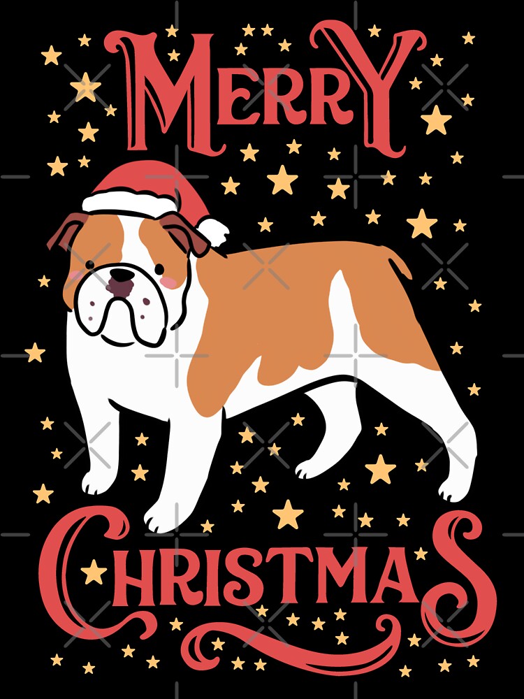 Merry Christmas Cute christmas bulldog dog illustration by Yarafantasyart