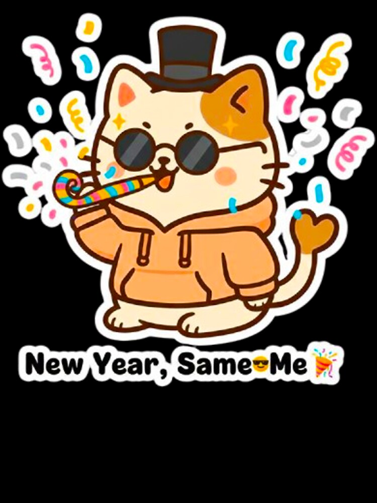 "New Year, Same Mochi" - Kawaii Paw Festive Design by MT-Hub | Art for Every Soul