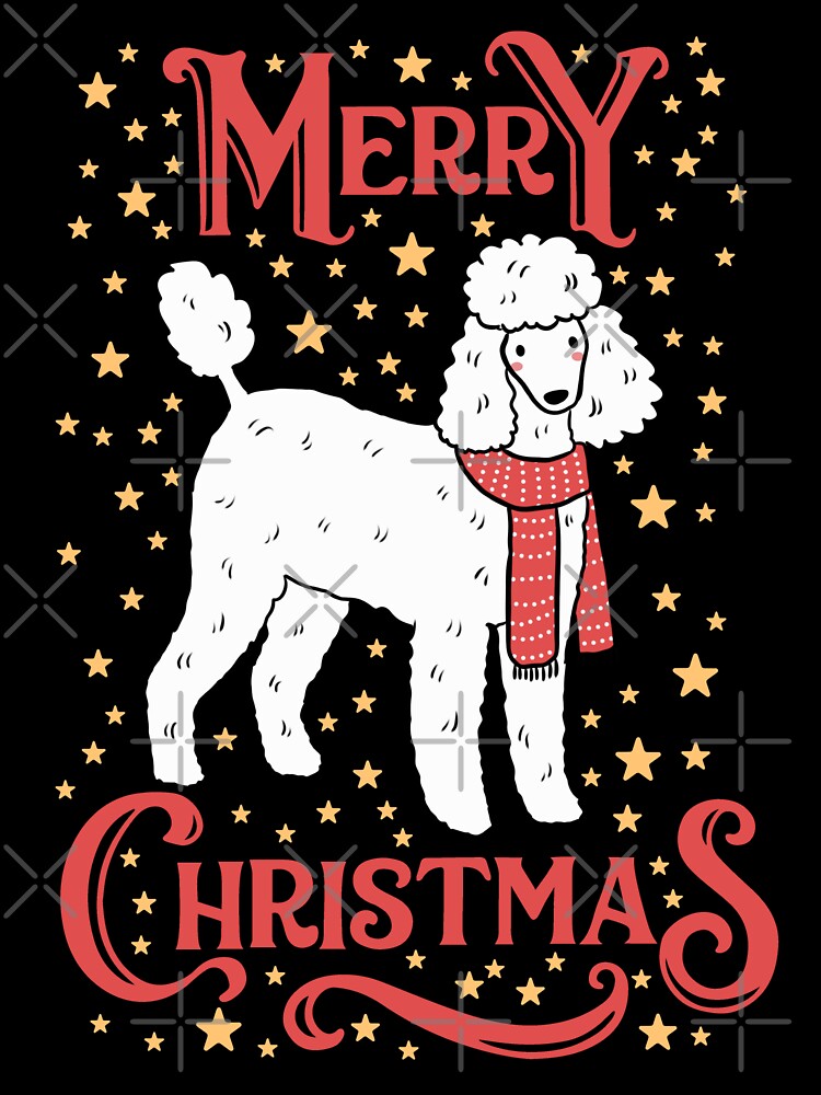 Merry Christmas Cute christmas poodle dog illustration by Yarafantasyart