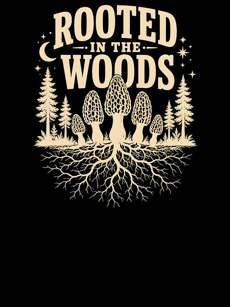 Rooted in the Woods Morel Mushroom Foraging Shirt by VK Innovations