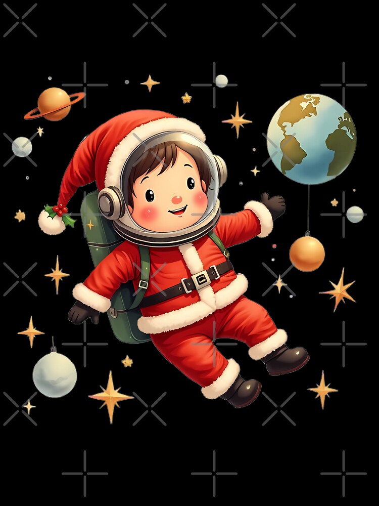 Astronaut dressed in a Santa Claus costume surrounded by stars by kankan22