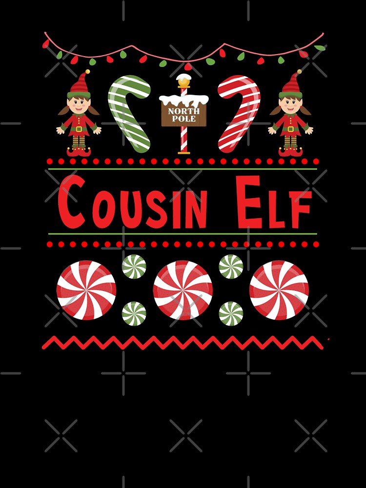 Cousin Elf Ugly Sweater Christmas Elf Design by SpiritWestDesig