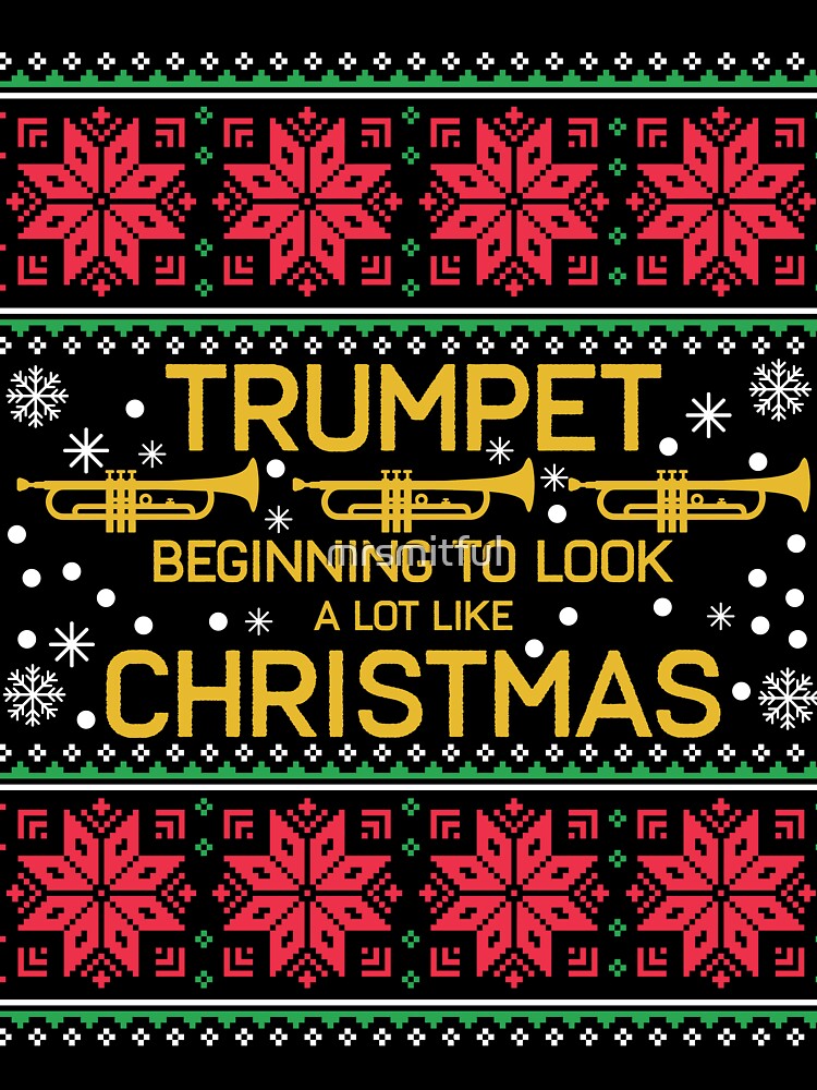 Trumpet Marching Band Ugly Christmas Sweater by mrsmitful