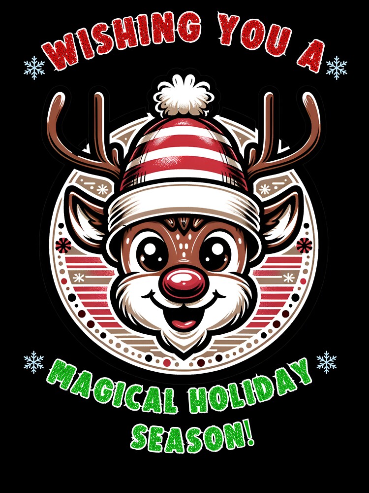 Merry Christmas Wishes Happy Reindeer by Pati-Design