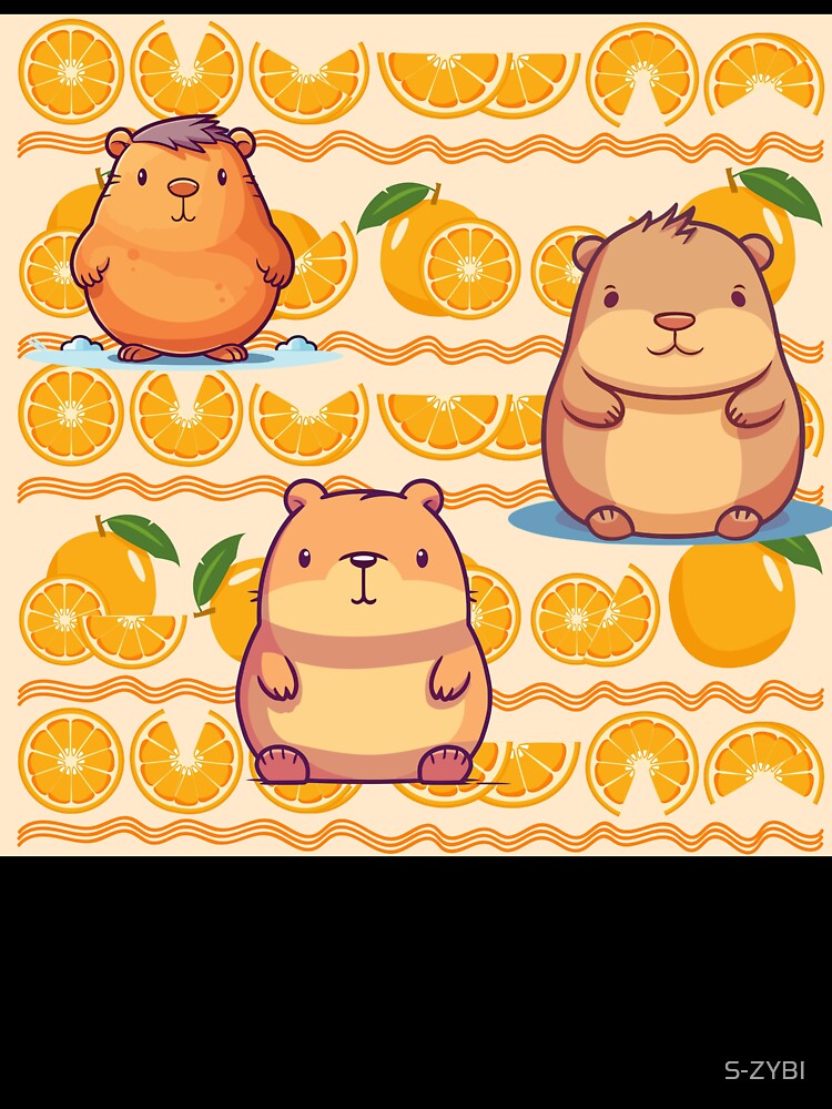 Sticker capybara  on an orange background by S-ZYBI