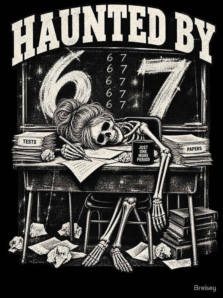 Haunted By 67 – Funny Teacher Skeleton Classroom Humor by Breisey