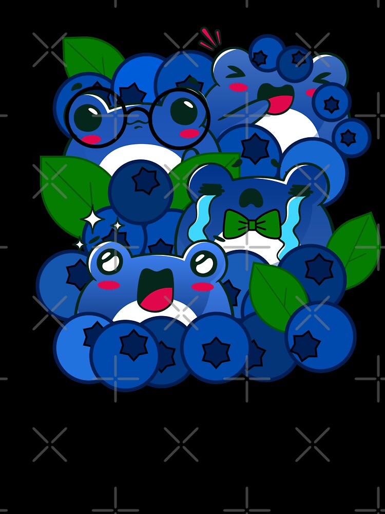 Blueberry Frog Emotions - Kawaii Cute Fruit Froggy Moods by Kanniax