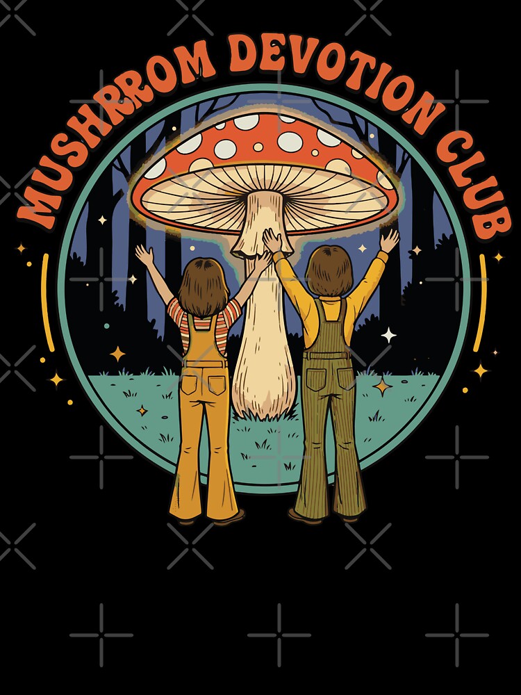 Funny Retro Mushroom Devotion Club Shirt – Vintage Dark Fungi Art by Identity Club Co