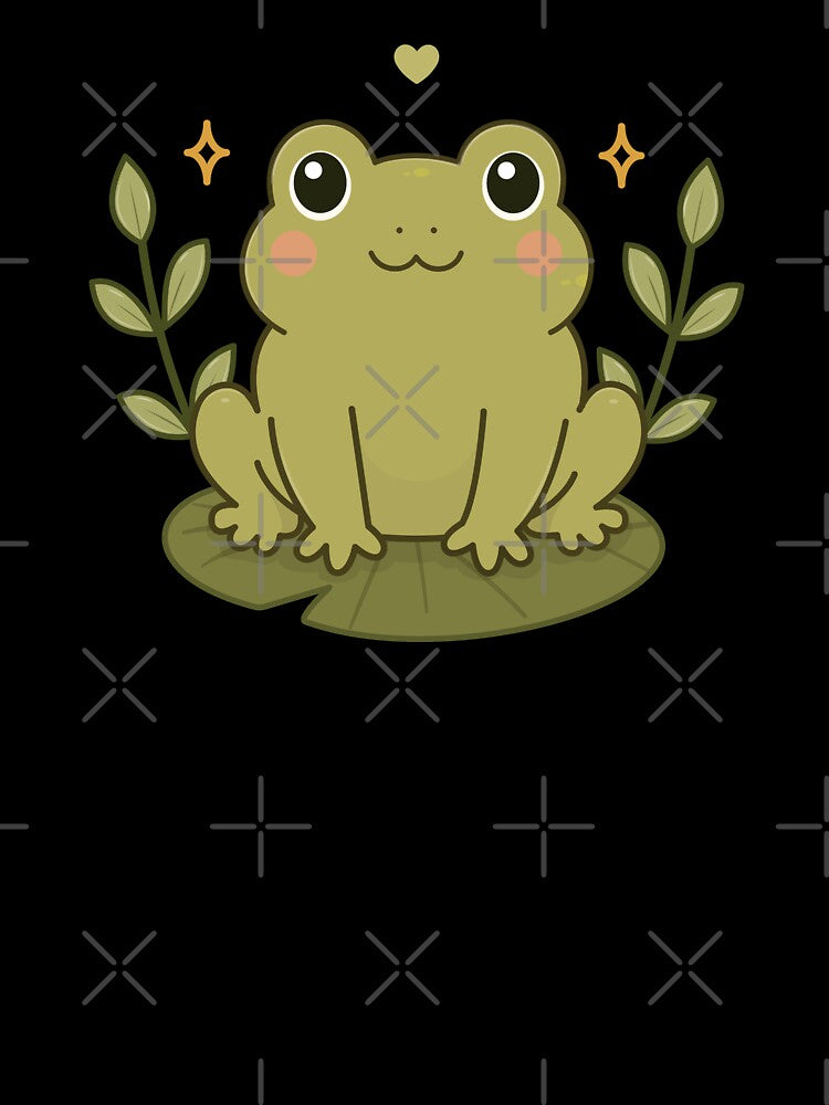 Cute Frog Sitting on Lily Pad – Kawaii Frog Minimal Aesthetic Design by Lilypad Shop