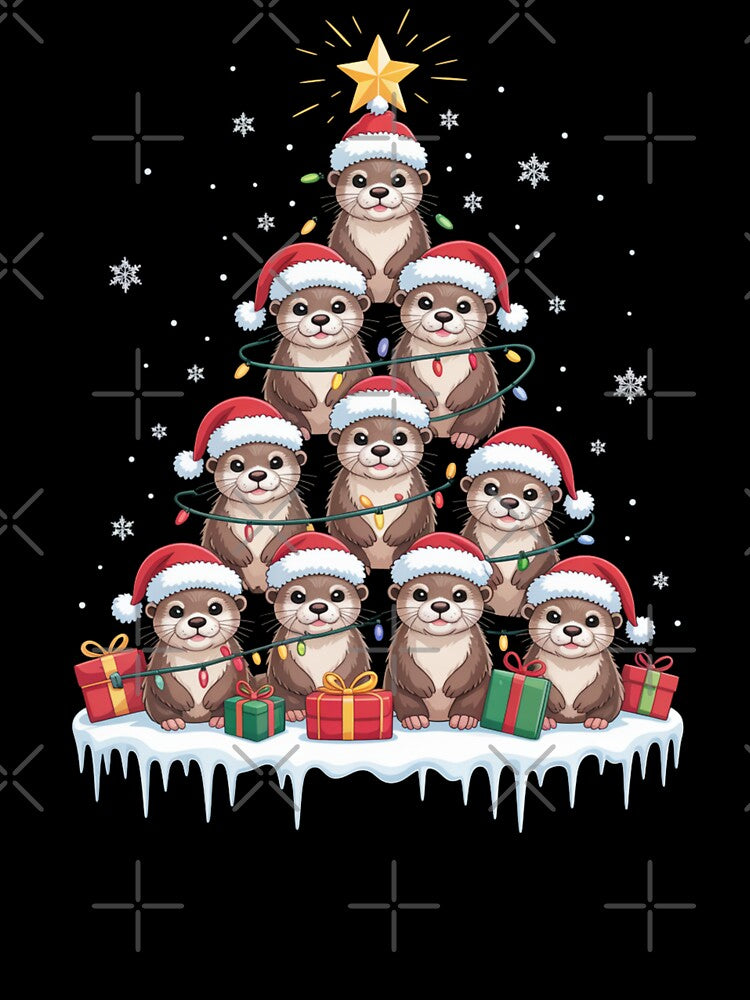 Otter Christmas Tree Cute Holiday Otters by Gogetgiggles