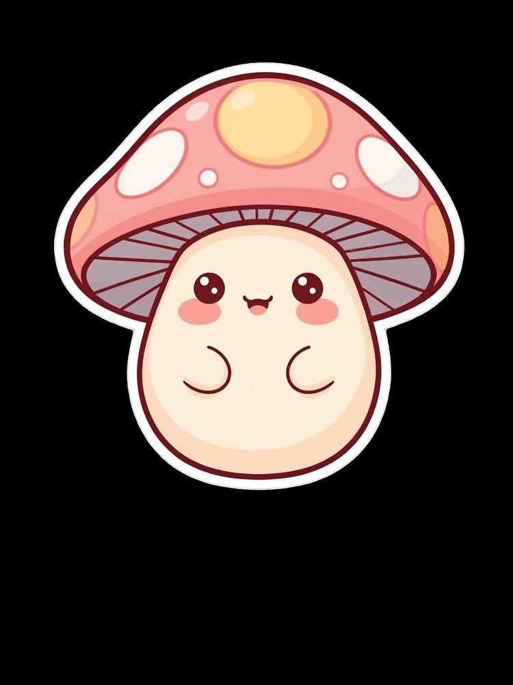 Cute Chubby Mushroom Kawaii Cartoon – Adorable Pastel Style by Tidarat-27
