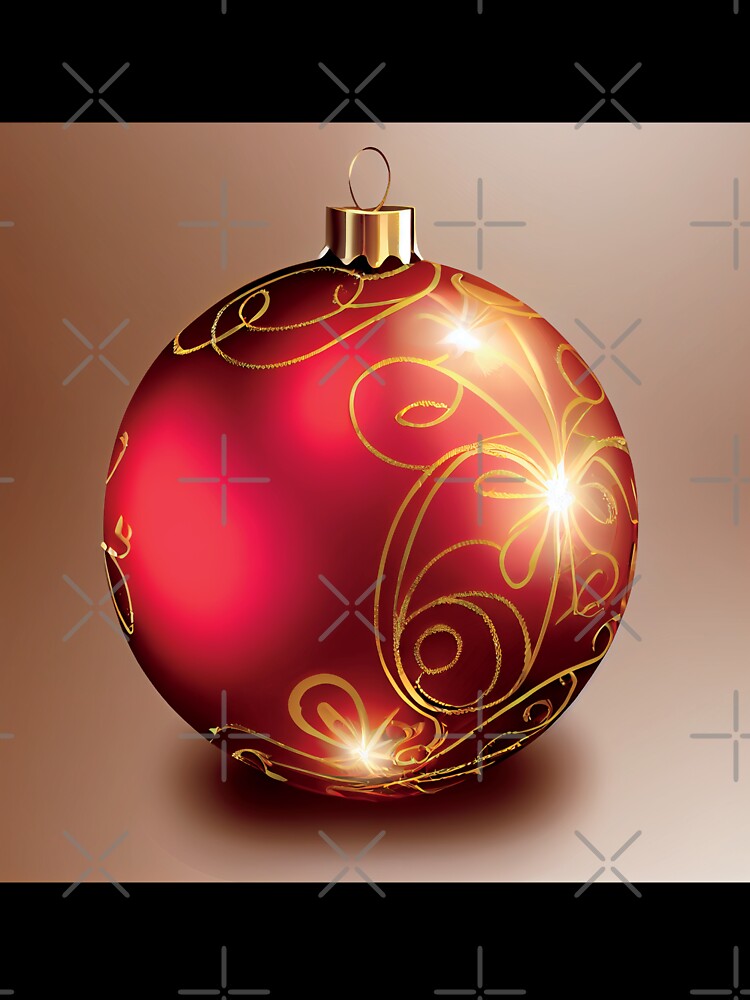 a red christmas ornament with gold swirls by DesignAtYO