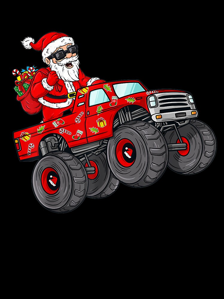 Christmas Santa Claus Riding Monster Truck Boys by lishakaren