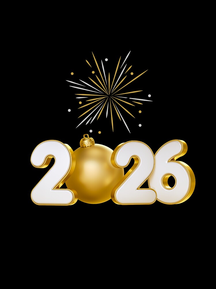 Happy New Year 2026 Golden Bauble Fireworks by ValeriValera