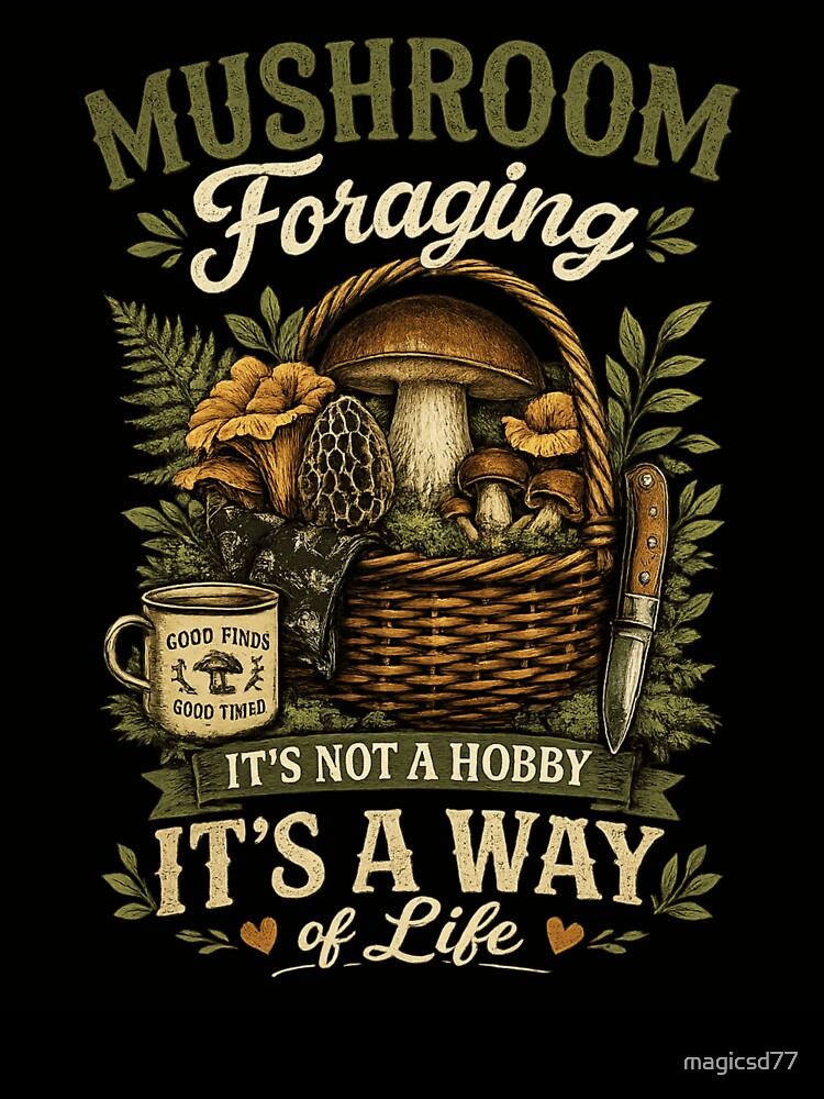 Mushroom Hunting Forest Explorer Nature Hobby Outdoors by MagicSD Designs