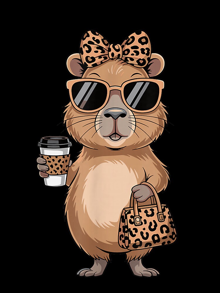 Fashion Funny Leopard Capybara Coffee Cute Women Girls Art for Men Women Kids , Capybara Gift Lover by DZIRI NAJAT