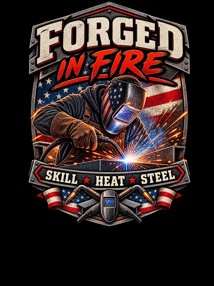 Forged in Fire - Vintage Welder Welding Workwear T-Shirt by DomKo10