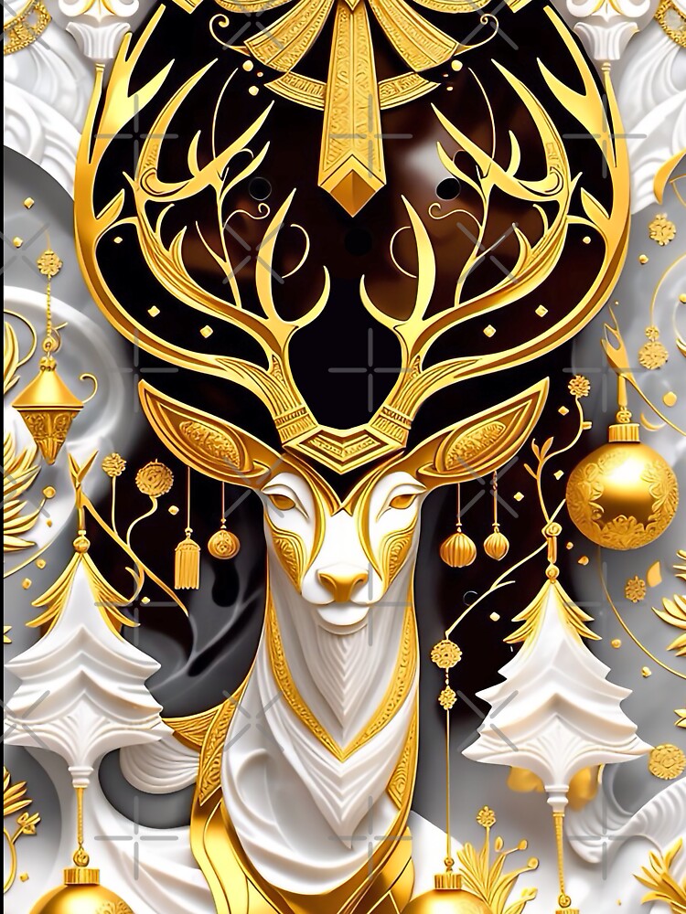 white black and gold deer by Kamoufleur