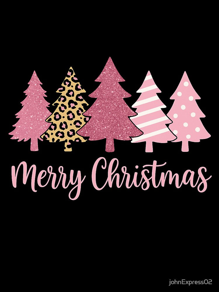 Pink Christmas Trees Shirt – Merry Christmas Pink Aesthetic Leopard Holiday Design by johnExpress02