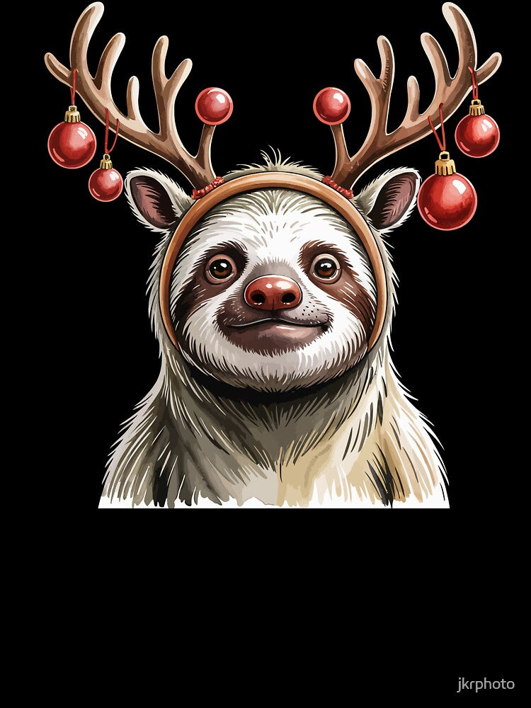 Christmas Sloth with Antlers by jkrphoto