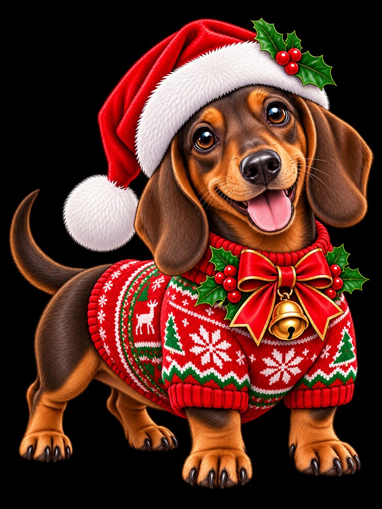 Cute Dachshund Reindeer Christmas Ugly Sweater Dog by StaticEmpire