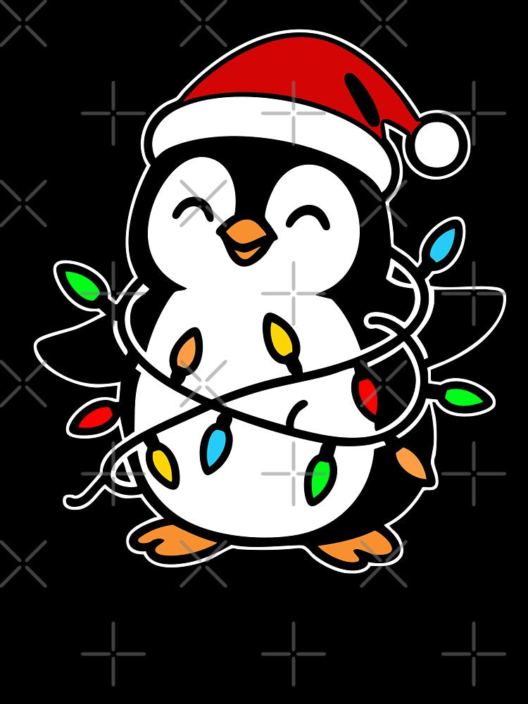Christmas Penguin with Lights by ArtFactoryAI