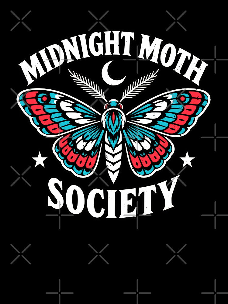 Funny Midnight Moth Society Nocturnal Emblem Art by elderberry