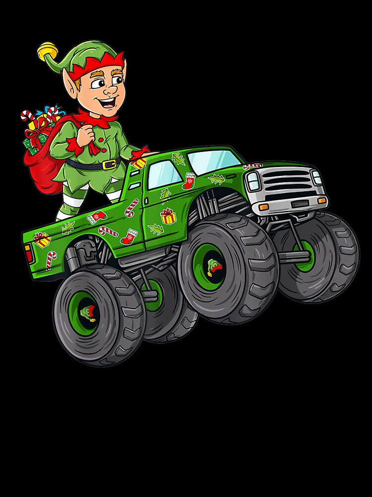 Christmas Elf Riding Monster Truck Boys Kids by lishakaren