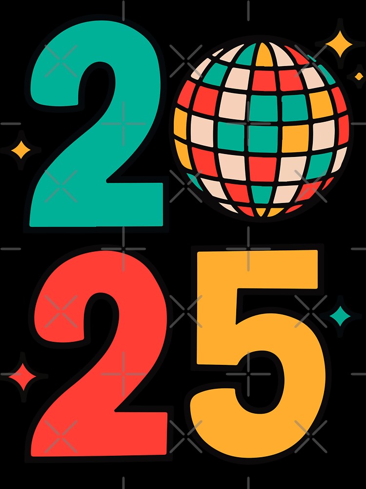 Retro 2025 Disco Ball Celebration by DrawHandArt